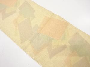 綴れ　重ね色紙模様織り出し　全通袋帯